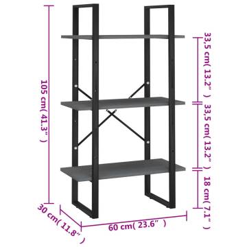 Storage Shelf Grey 60x30x105 cm - Solid Pine Wood | HipoMarket