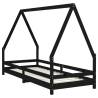 Kids Bed Frame Black 80x200 cm - Solid Pine Wood Design