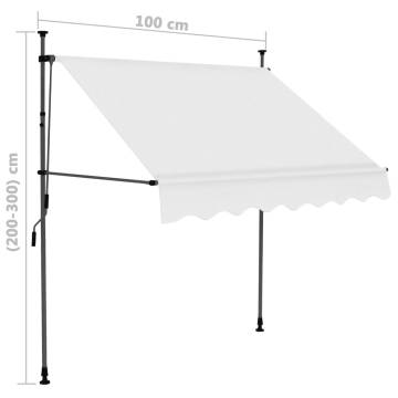 Manual Retractable Awning with LED - 100 cm Cream | HipoMarket