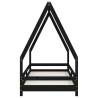 Kids Bed Frame Black 80x200 cm - Solid Pine Wood Design