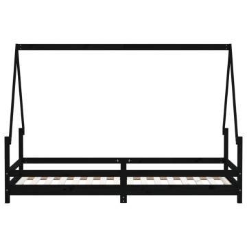 Kids Bed Frame Black 80x200 cm - Solid Pine Wood Design