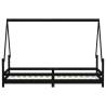 Kids Bed Frame Black 80x200 cm - Solid Pine Wood Design