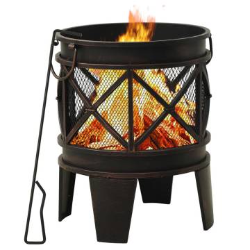 Rustic Fire Pit with Poker - Steel 42x54 cm | HipoMarket