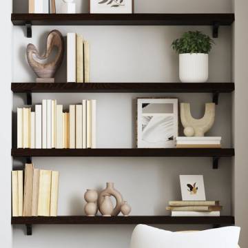 Wall Shelf Dark Brown 100x20x4 cm - Solid Oak Wood