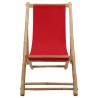 Bamboo Deck Chair with Canvas in Red | HipoMarket