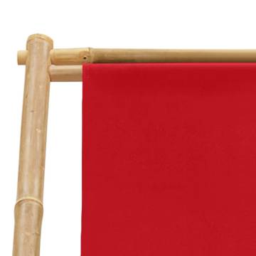 Bamboo Deck Chair with Canvas in Red | HipoMarket