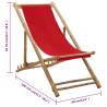 Bamboo Deck Chair with Canvas in Red | HipoMarket