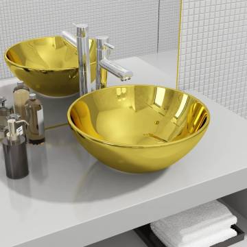 Elegant Gold Ceramic Wash Basin - 32.5x14 cm | HipoMarket