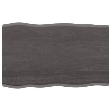 Table Top Dark Brown Solid Oak Live Edge - 80x50 cm