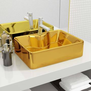 Elegant Gold Ceramic Wash Basin with Faucet Hole | Hipomarket