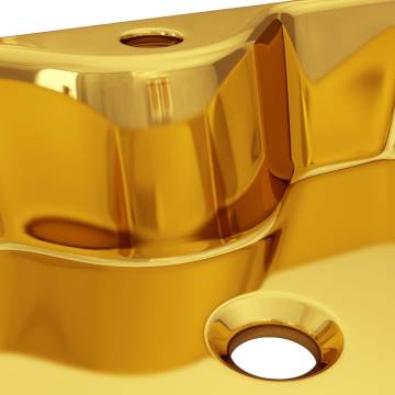 Elegant Gold Ceramic Wash Basin with Faucet Hole | Hipomarket