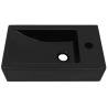 Stylish Rectangular Ceramic Black Basin with Faucet Hole