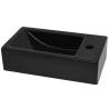 Stylish Rectangular Ceramic Black Basin with Faucet Hole