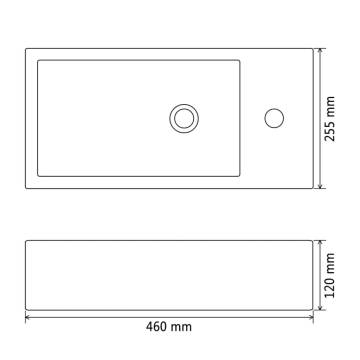 Stylish Rectangular Ceramic Black Basin with Faucet Hole