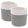 Grey and White Cotton Storage Baskets - 2 pcs Ø28x28 cm