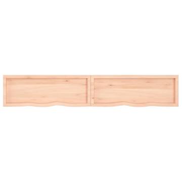 Wall Shelf - Untreated Solid Wood Oak | 220x40x(2-4) cm