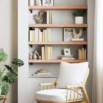 Light Brown Wall Shelf - Solid Oak Wood 100x30cm