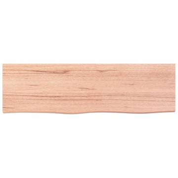 Light Brown Wall Shelf - Solid Oak Wood 100x30cm