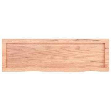 Light Brown Wall Shelf - Solid Oak Wood 100x30cm