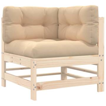 Corner Sofa with Cushions | Solid Wood Pine for Outdoor Comfort