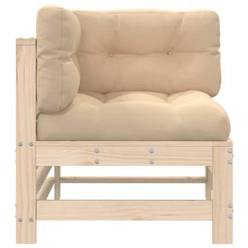 Corner Sofa with Cushions | Solid Wood Pine for Outdoor Comfort