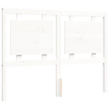 Bed Frame with Headboard - White Solid Wood 140x190 cm | HipoMarket