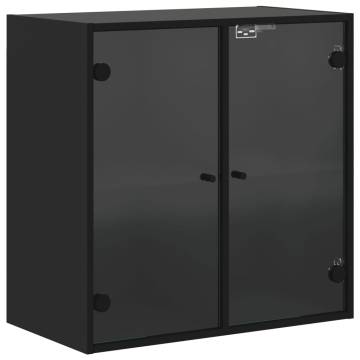 Elegant Black Wall Cabinet with Glass Doors - 68x37x68.5 cm