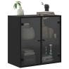 Elegant Black Wall Cabinet with Glass Doors - 68x37x68.5 cm