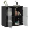 Elegant Black Wall Cabinet with Glass Doors - 68x37x68.5 cm