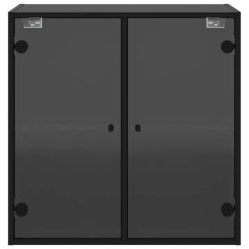 Elegant Black Wall Cabinet with Glass Doors - 68x37x68.5 cm