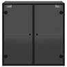 Elegant Black Wall Cabinet with Glass Doors - 68x37x68.5 cm