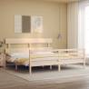 Bed Frame with Headboard Super King Size Solid Wood Colour natural Size 180 x 200 cm Model low 