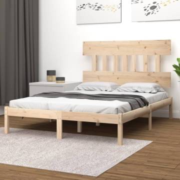 Solid Wood Bed Frame 200x200 cm - Timeless Design & Sturdy