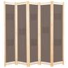 5-Panel Room Divider Brown 200x170x4 cm Fabric Colour brown Number of 5 