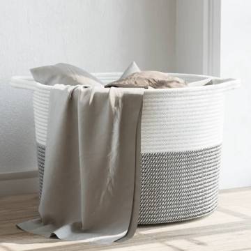 Laundry Basket Grey & White Ø55x36 cm - Stylish Storage Solution