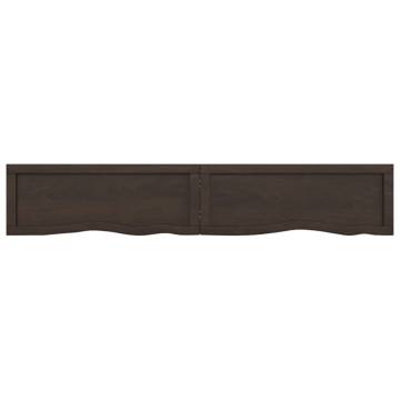 Wall Shelf Dark Brown Solid Oak - Rustic Home Storage Solution