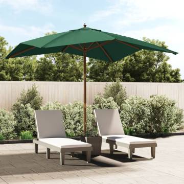 Garden Parasol with Wooden Pole - Green 300x300 cm