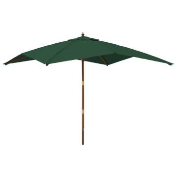 Garden Parasol with Wooden Pole - Green 300x300 cm