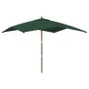 Garden Parasol with Wooden Pole - Green 300x300 cm