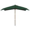 Garden Parasol with Wooden Pole - Green 300x300 cm