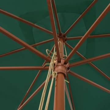 Garden Parasol with Wooden Pole - Green 300x300 cm