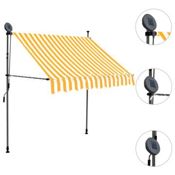 Manual Retractable Awning with LED - 100 cm White & Orange