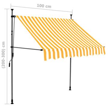 Manual Retractable Awning with LED - 100 cm White & Orange