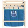 Kids' Loft Bed with Blue Curtains - Solid Pine Wood 80x200cm