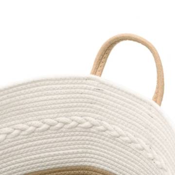 Stylish Beige & White Cotton Storage Basket | Ø43x38 cm