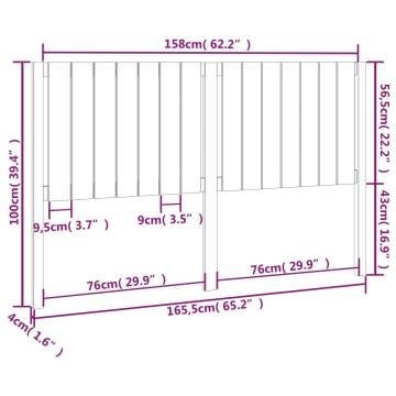 Stylish Solid Wood Pine Bed Headboard | 165.5x4x100 cm