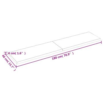 Bathroom Countertop 180x40 cm - Untreated Solid Wood