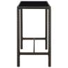 Brown Garden Bar Table - 130x60x110 cm Poly Rattan & Glass