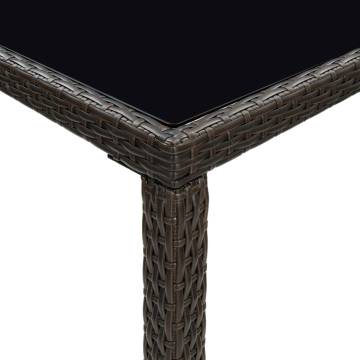 Brown Garden Bar Table - 130x60x110 cm Poly Rattan & Glass