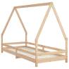 Kids Bed Frame 80x200 cm Solid Wood Pine | Hipomarket